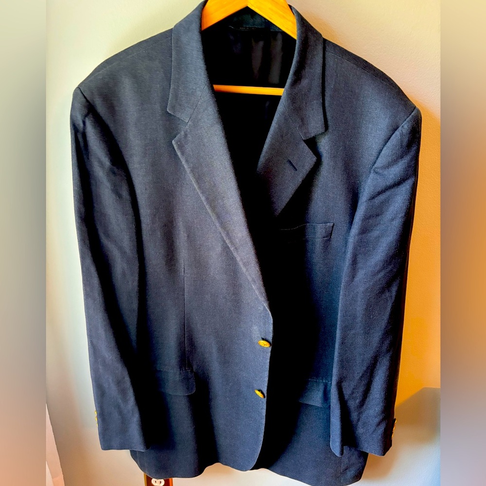Brooks Brothers Navy Blue Linen Blazer 48L